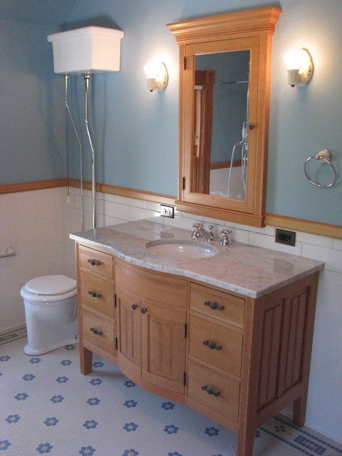 Beautifully crafted vanity and Doug Fir trim